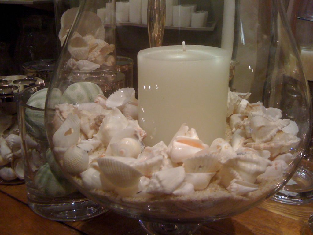 candle and seashells